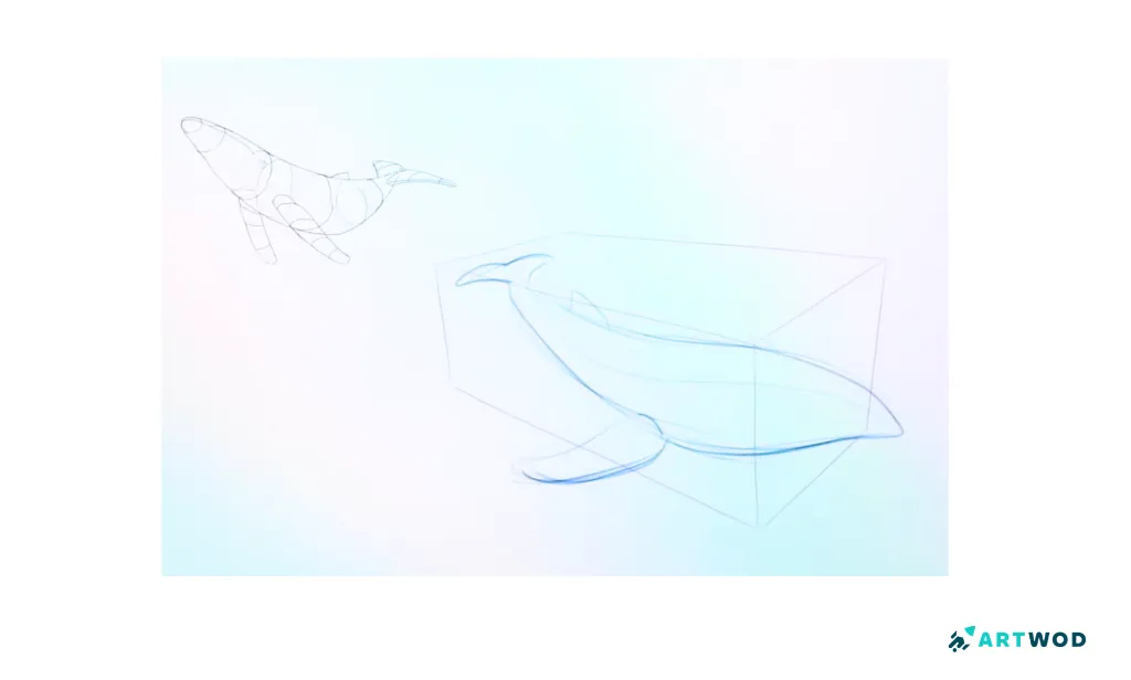 Passo 3: Desenhando Baleias: Arte Marinha Realista e Estilizada
