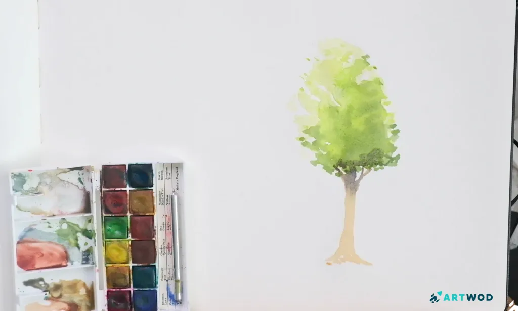 Step 4: How to paint watercolor trees step-by-step, beginner friendly