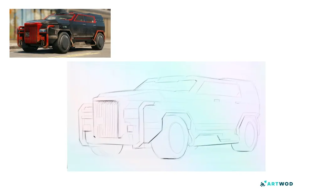Step 1 How to Draw Cyberpunk Vehicles: Futuristic Concept Art