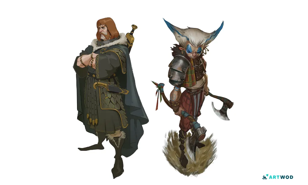 2 characters in perspective by Antonio Stappaerts, digital 2d art.