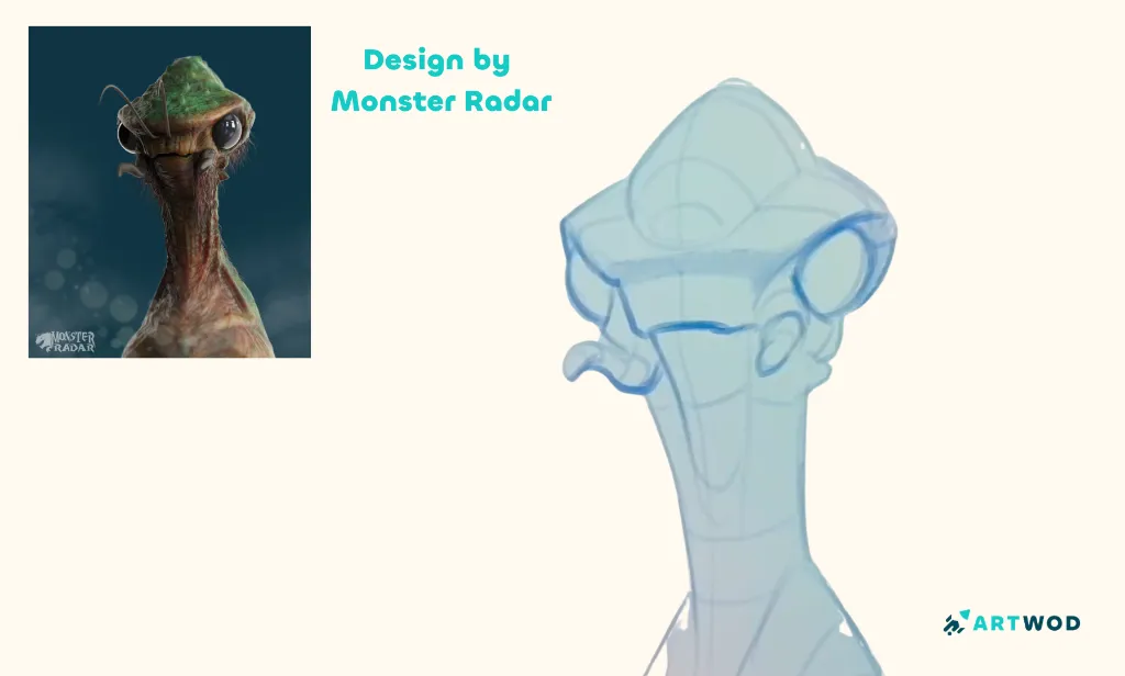 Step 3:&nbsp;How to Draw Alien Heads: Creative Sci-Fi Portraits Guide