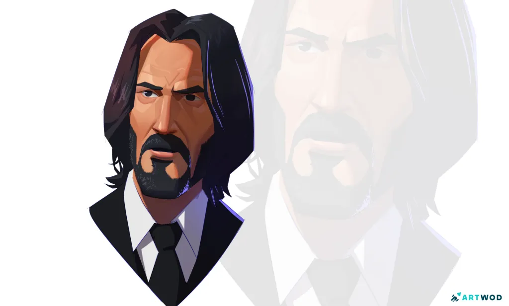 Keanu Reeves digital 2d stylized (stylised) portrait