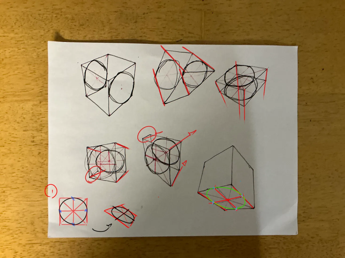 Ellipses in boxes