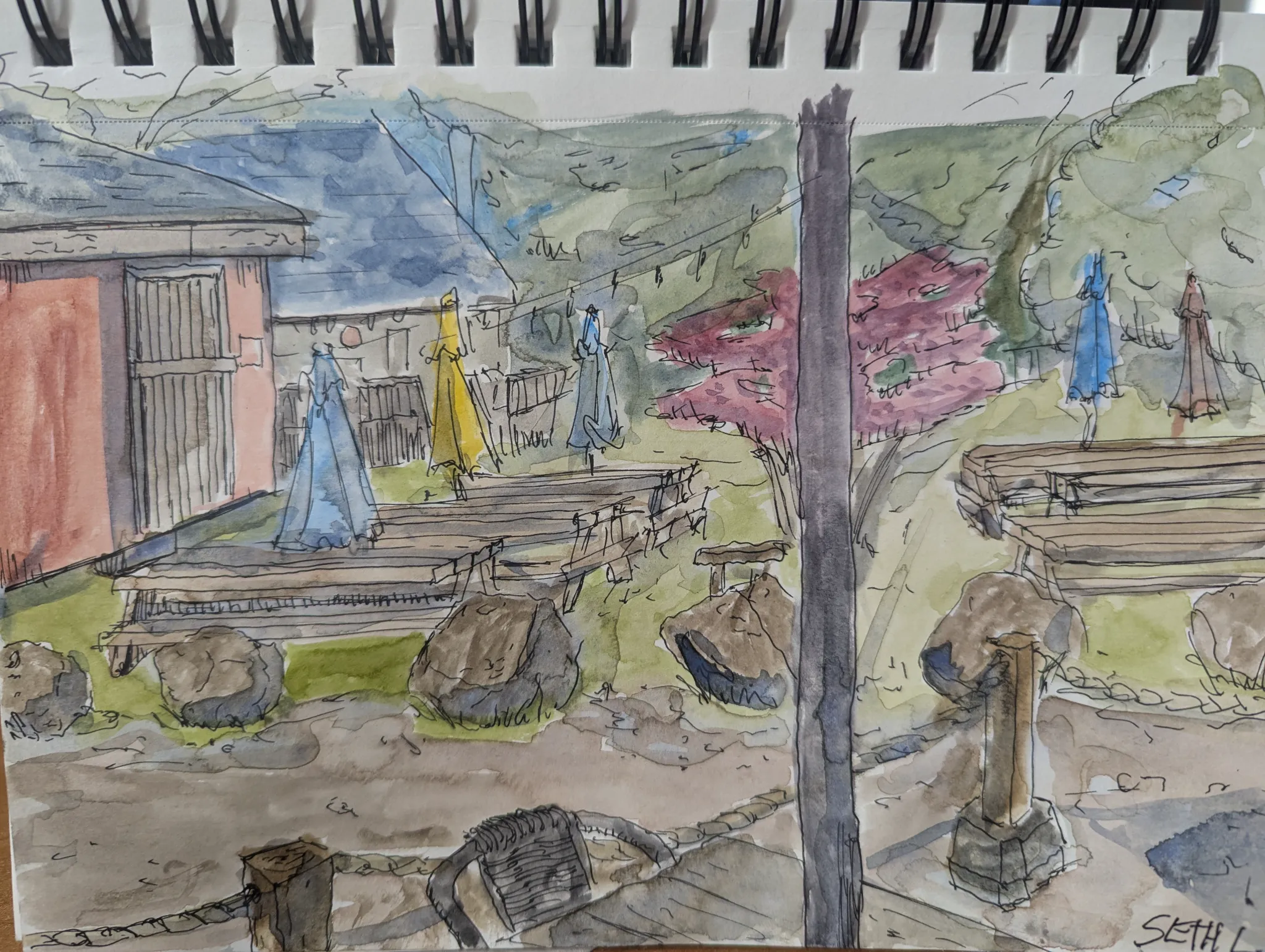 Plein Air Ink and Watercolor