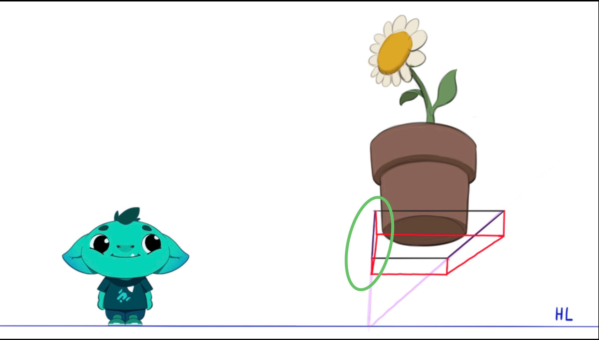 Drawing boxes in one-point perspective: third exercise