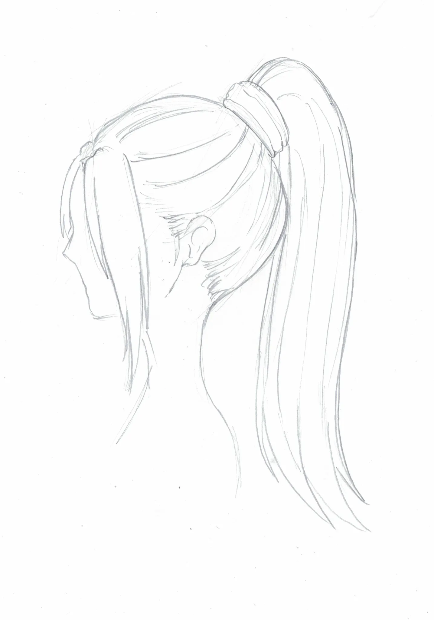 Ponytail drawing step by step still looks stuck on