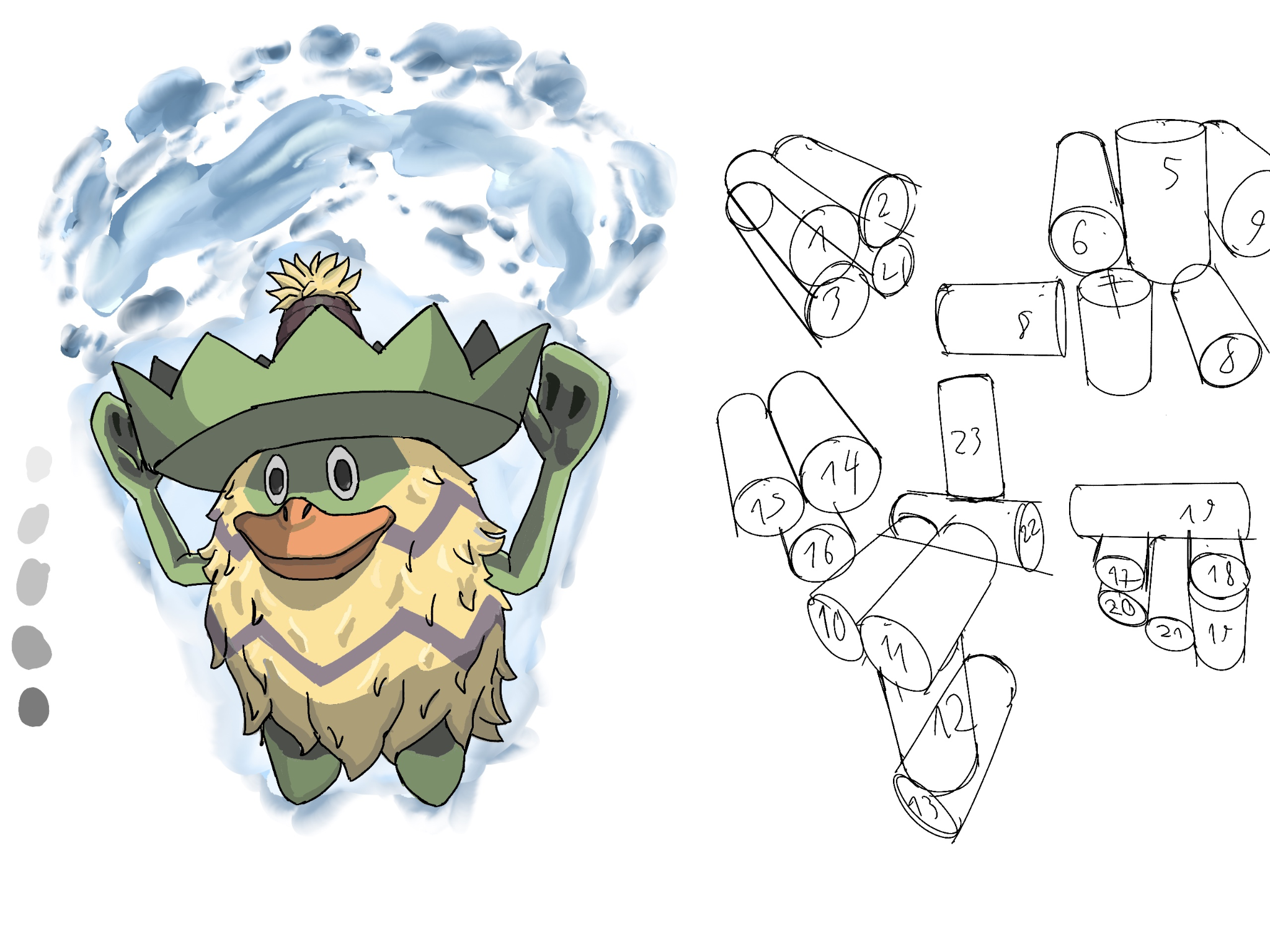 Some cylinders and a ludicolo render